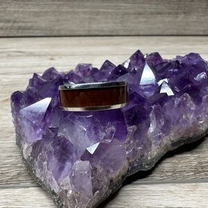 Tungsten Steel With Wood Inlay Men’s Ring‎